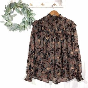 Knox Rose Floral Blouse - Black and Brown